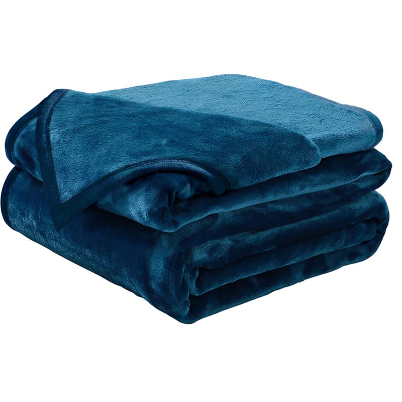 EASELAND Soft Queen Size Blanket Warm Fuzzy Microplush Lightweight Thermal Fleece Blankets for Couch Bed Sofa,90x90 Inch, Peacock Blue - Image 1
